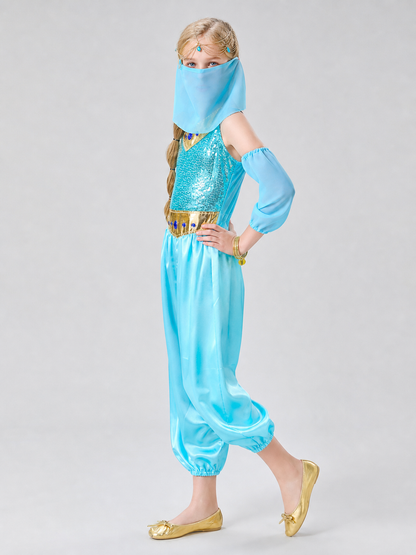 Carnival Princess Costume with Veil and Sequins
