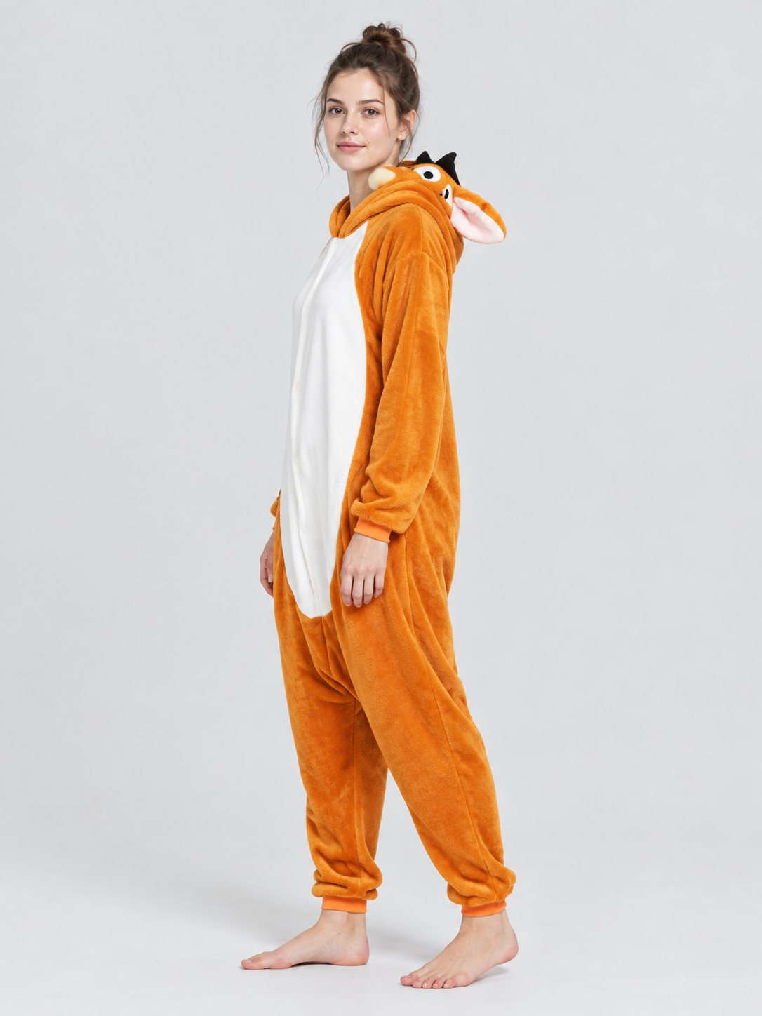 Orange Hooded Jumpsuit Pajama with Appliqué