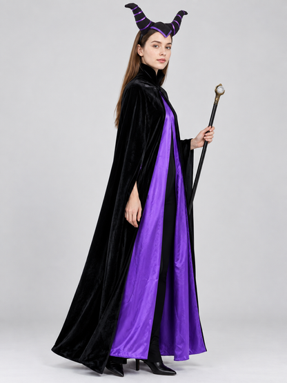 Carnival Costume with Cape and Horned Headband side view