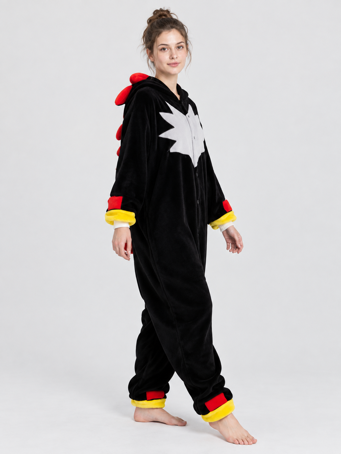 Black Pajama Jumpsuit with Dragon Print