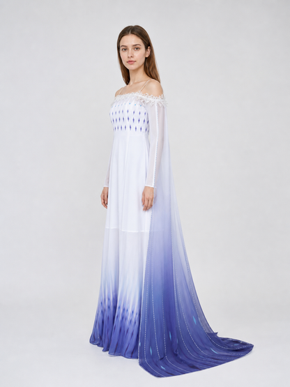 Elsa Cosplay Dress with Capes and Gradient