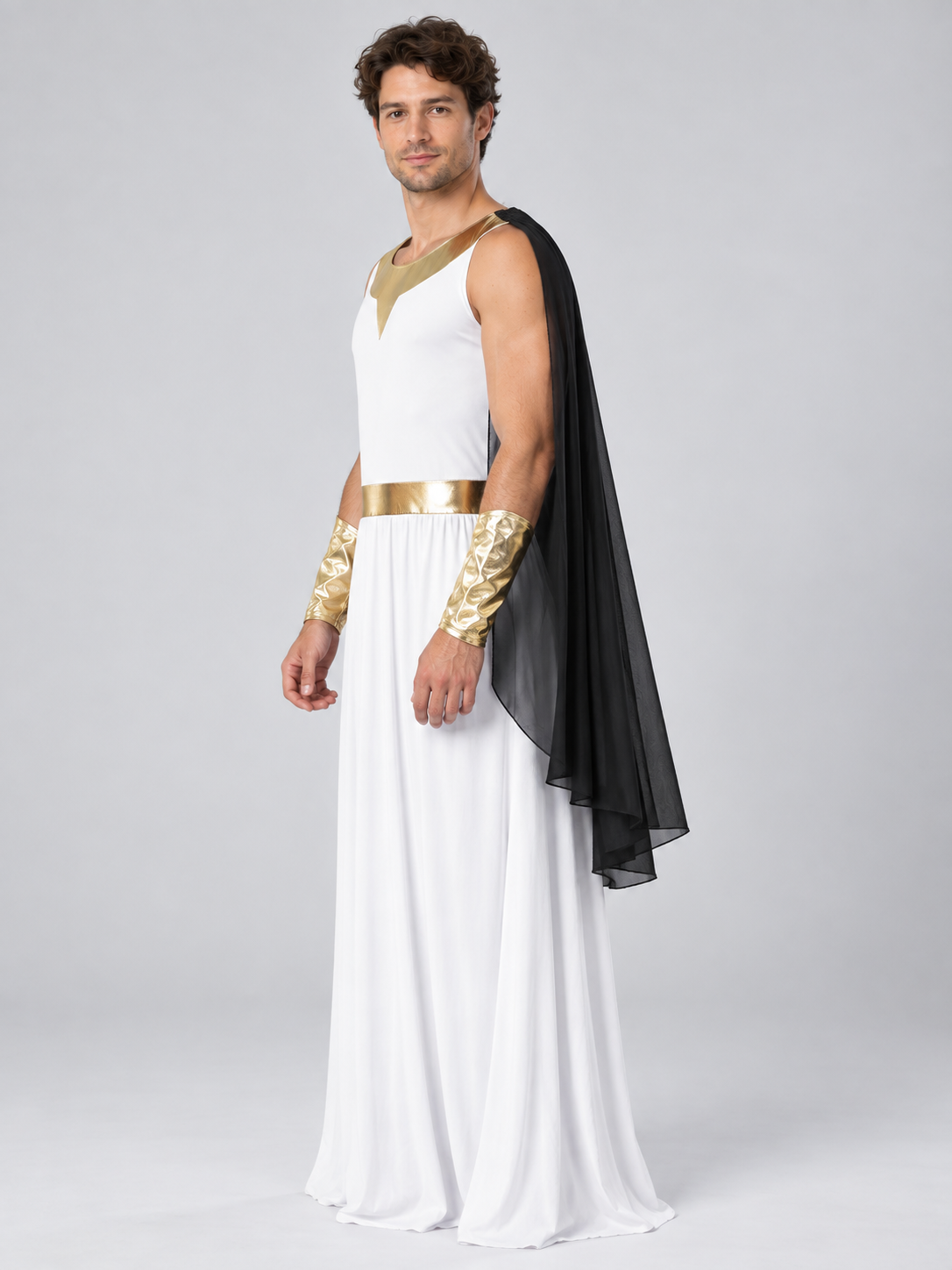 Carnival Toga Costume with Gold Trim and Cape