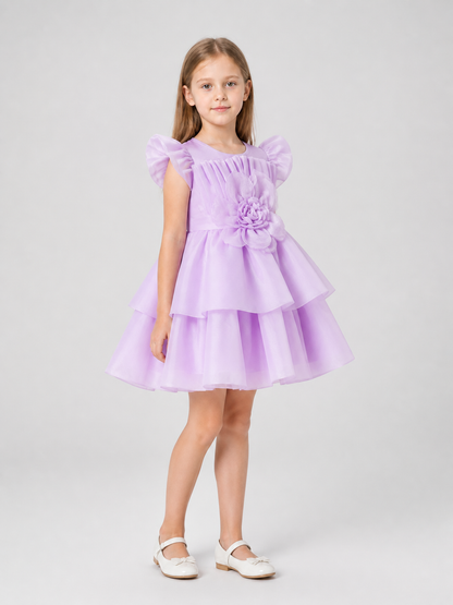 Festive Tulle Princess Dress with Bow side view