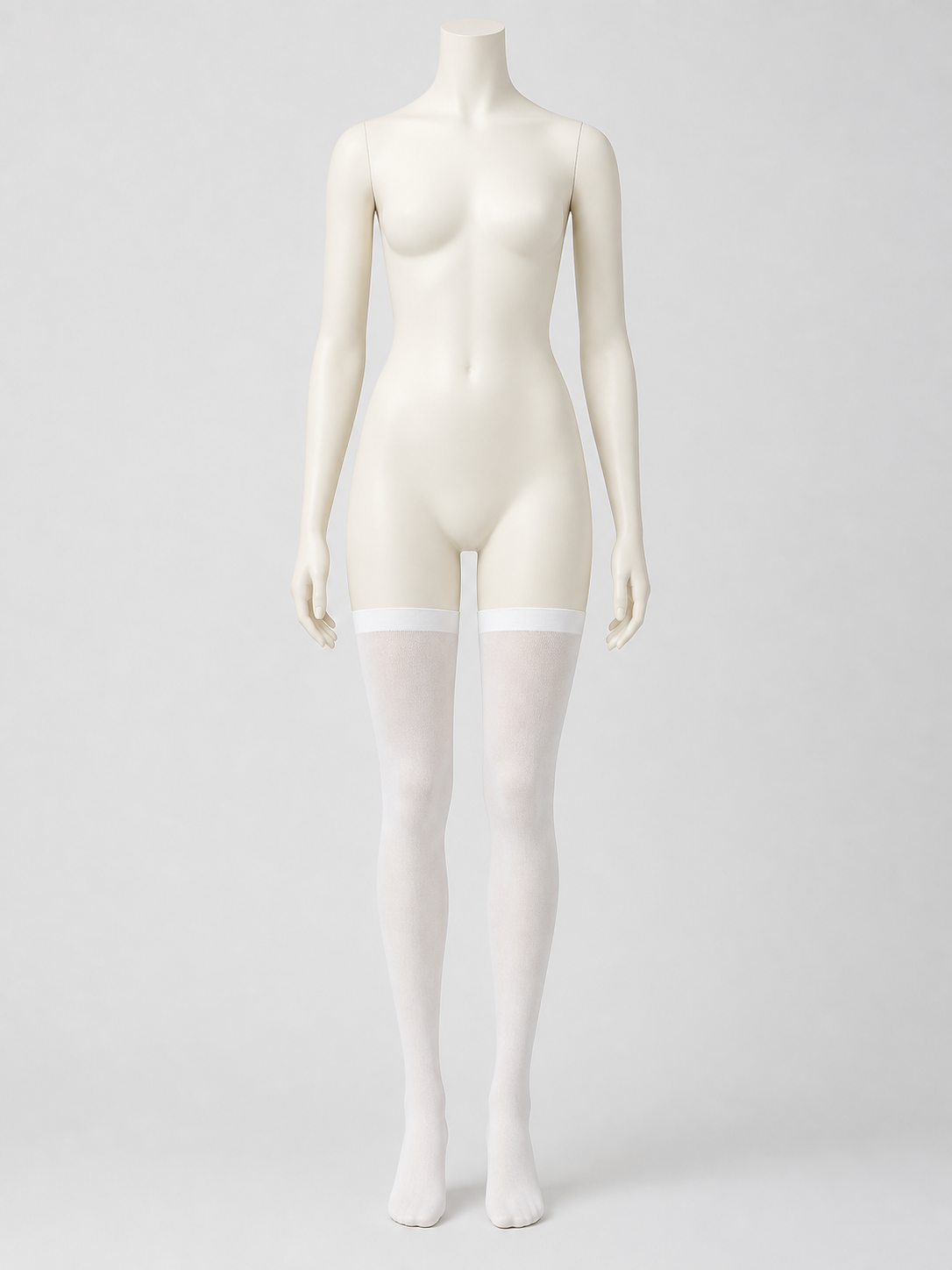 White Sheer Knee-High Socks with a Wide Textured Ribbed Band side view