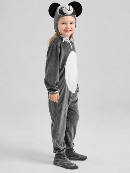 Koala Costume, Gray Hooded Jumpsuit