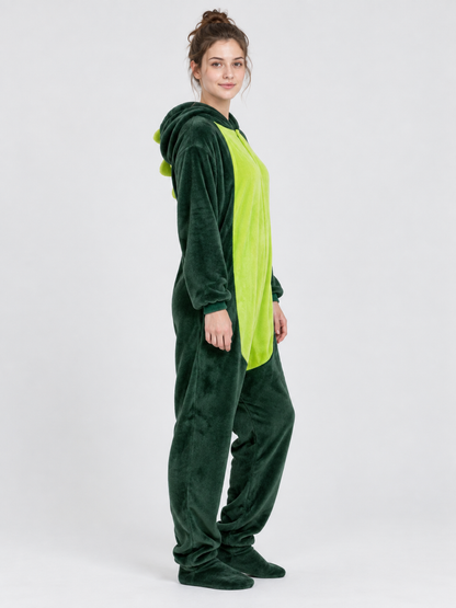 Insulated Hooded Pajama Jumpsuit, Dark Green