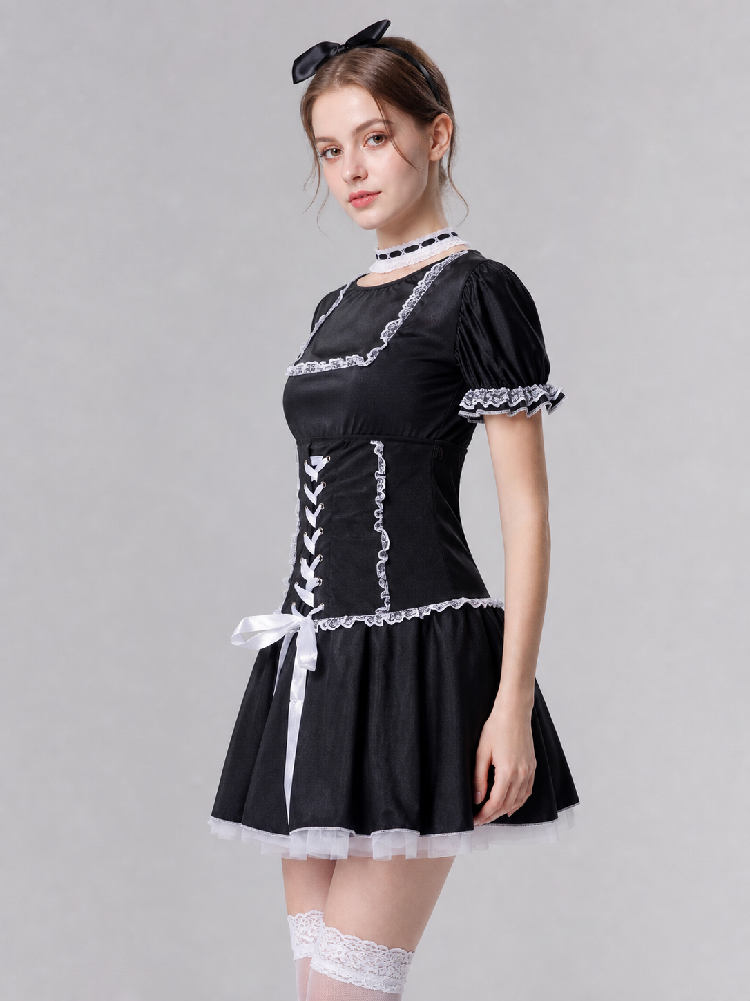 Gothic Lace and Bow Dress Set
