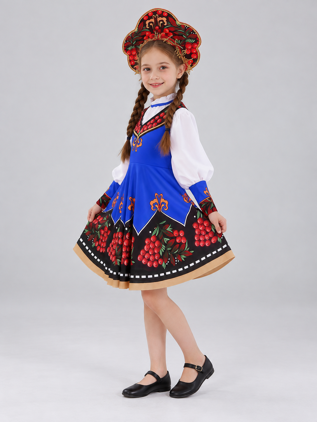 Kids' Stage Costume Sundress Russian Folk Style Blue