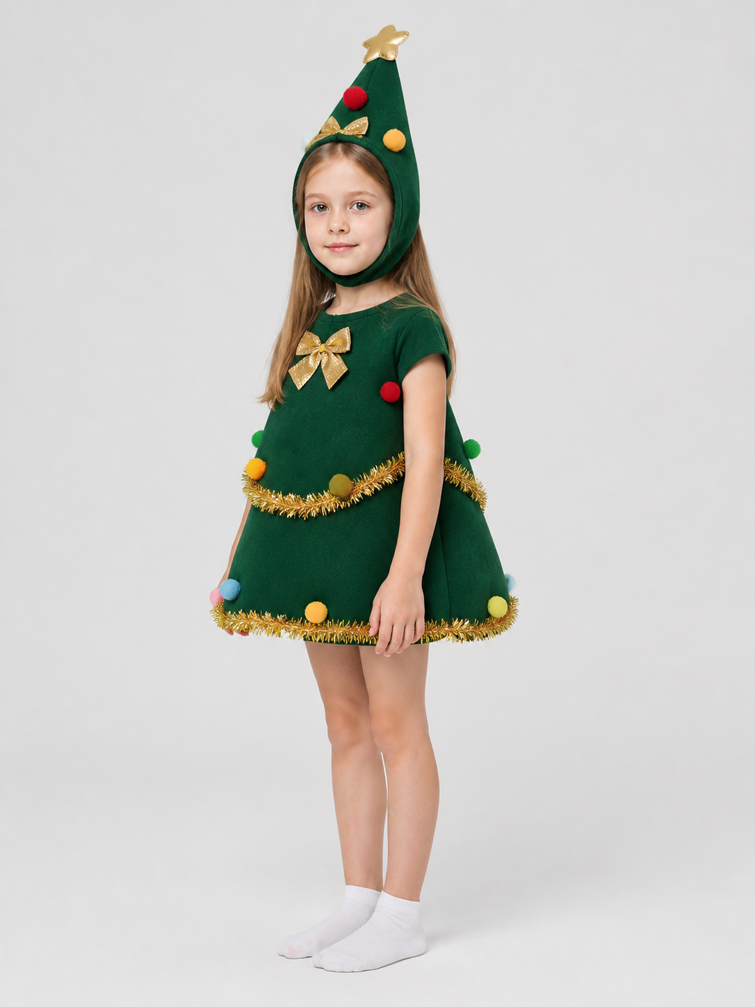 Christmas Cape for Pets, Green, S–L side view