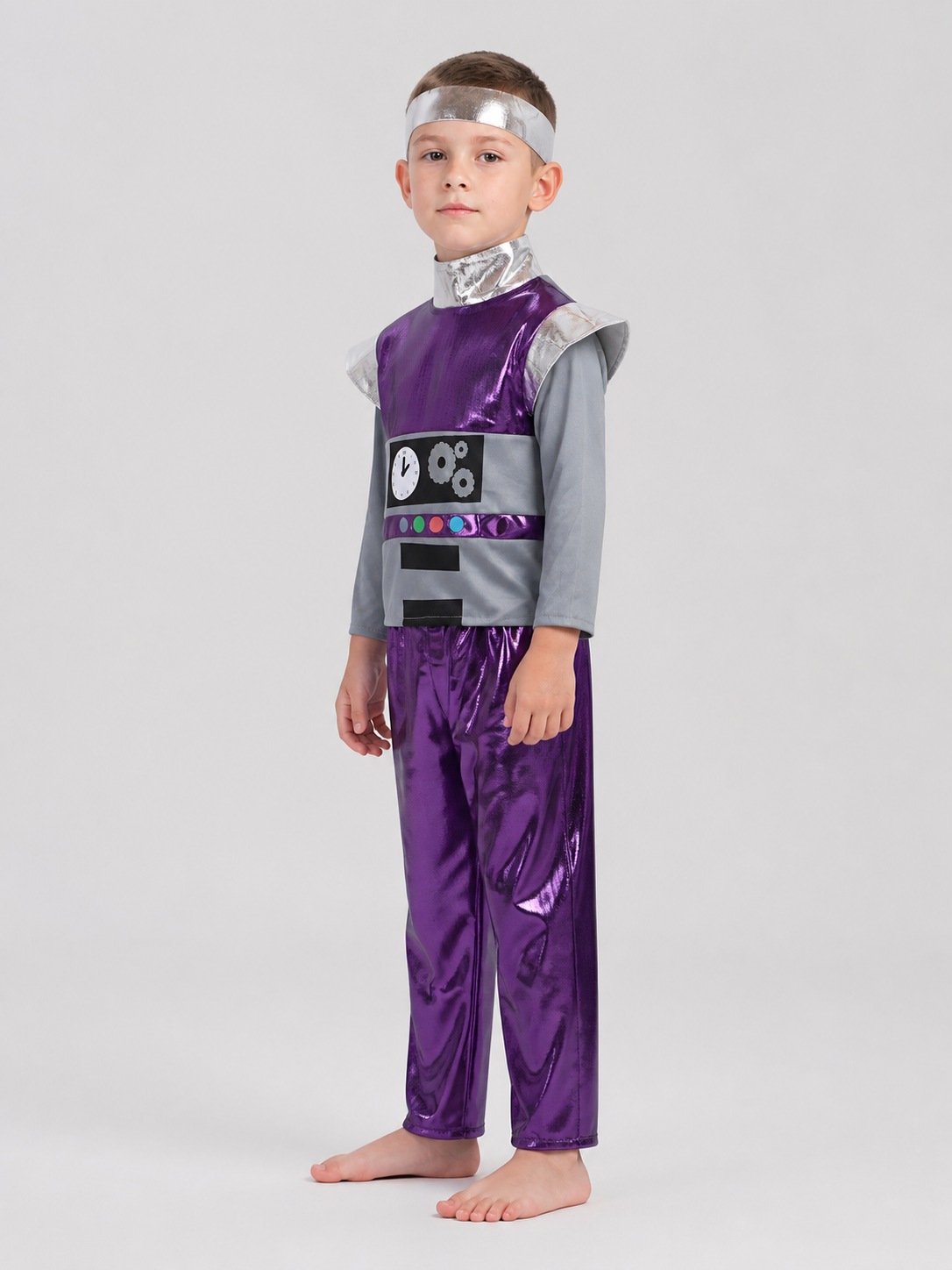 Purple Alien Robot Costume, Jumpsuit side view