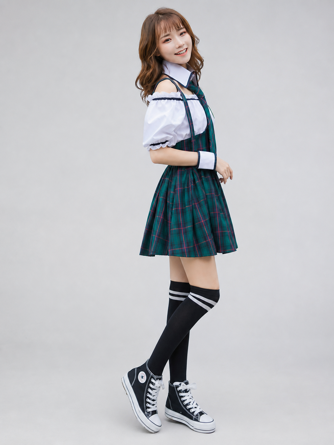 School Uniform–Style Stage Costume with Tie