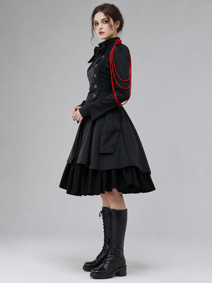 Gothic Dress with Bow and Back Lacing side view