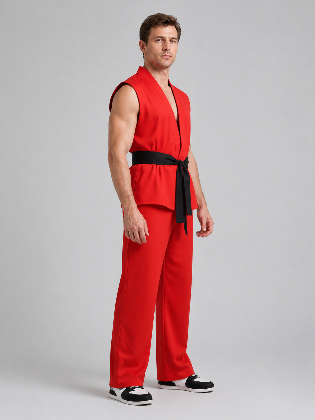 Ken Street Fighter Cosplay Costume, Vest and Pants side view