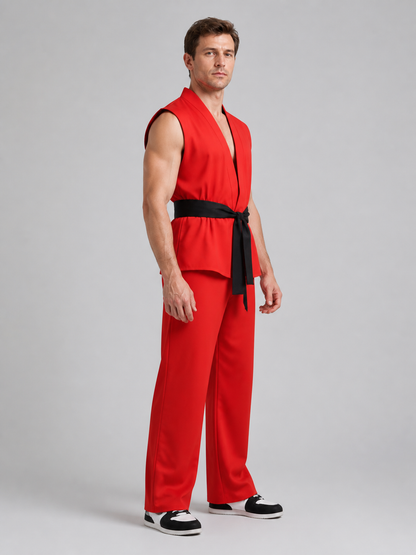 Ken Street Fighter Cosplay Costume, Vest and Pants side view