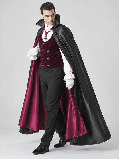 Vampire Carnival Costume with Cape, Vest, and Gloves