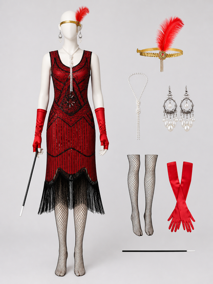 1920s Sequin and Fringe Stage Costume side view