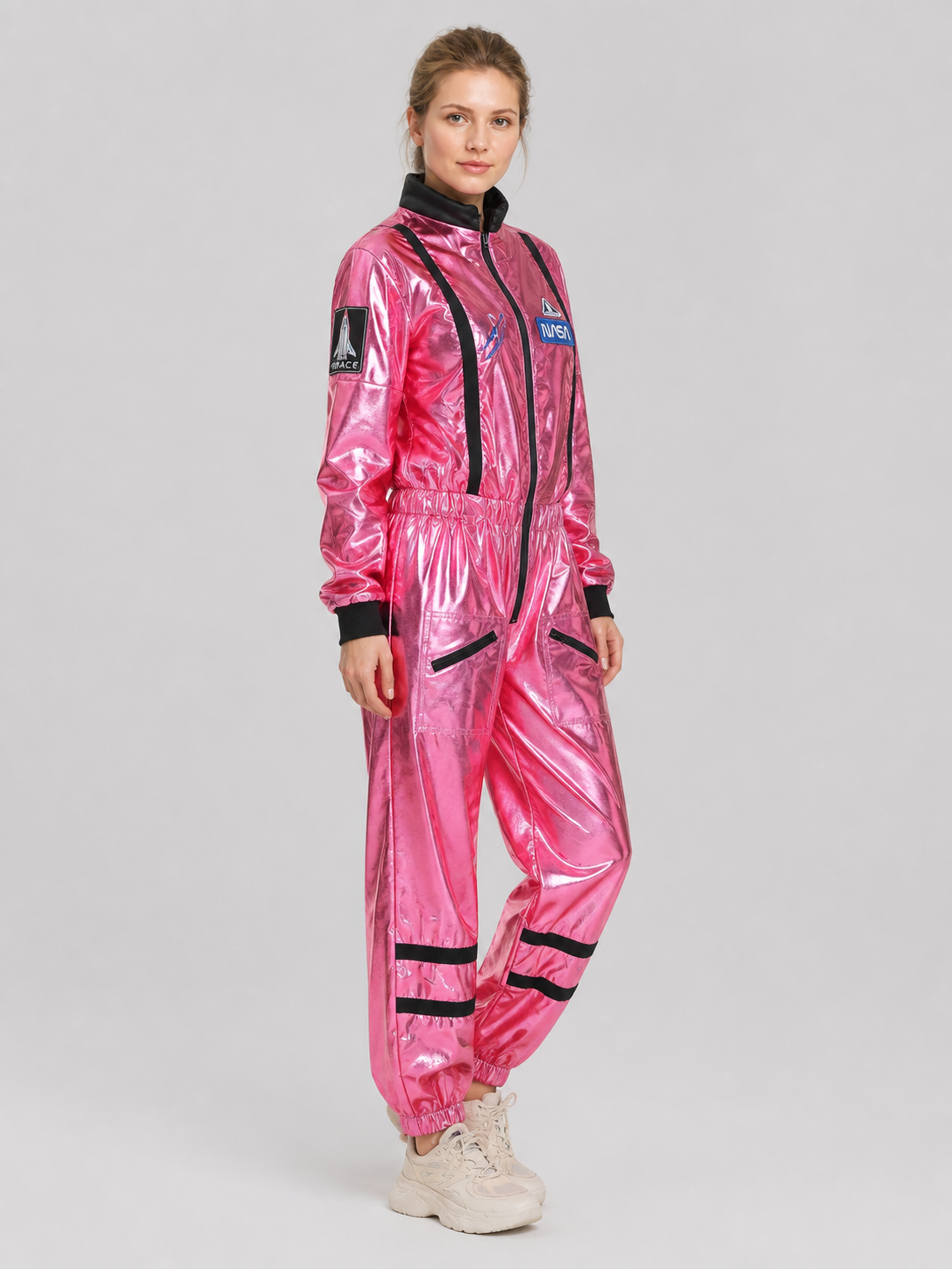Pink NASA Jumpsuit for Cosplay and Halloween, M-XL side view