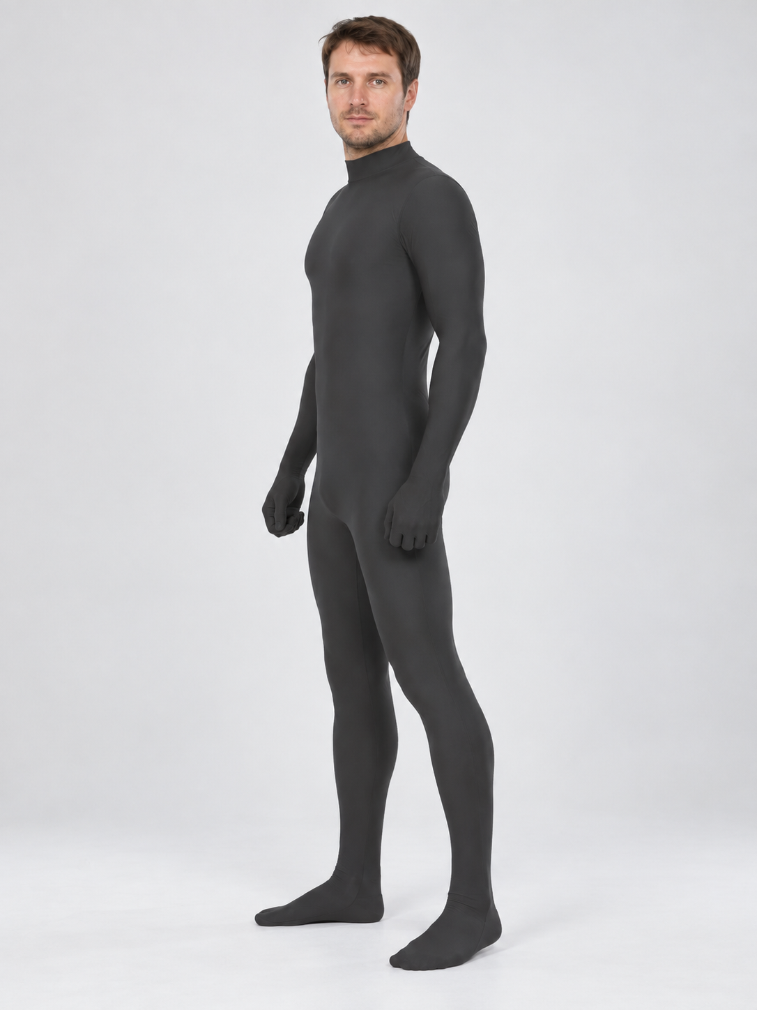 Fitted Black Jumpsuit with High Neck