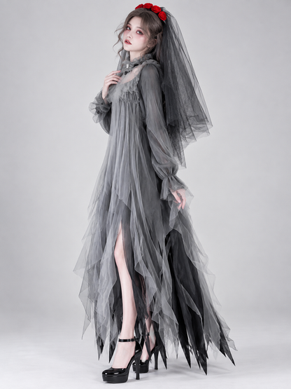 Carnival Costume with Veil, Spider, and Flowers