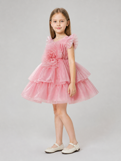 Full Princess Dress with Floral Decoration for Weddings side view