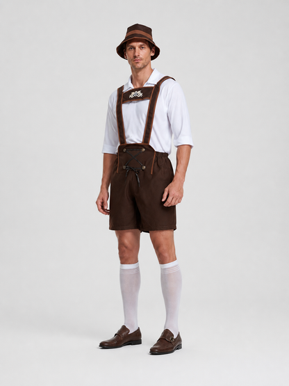 German Folk Costume: Shirt, Shorts, and Hat side view