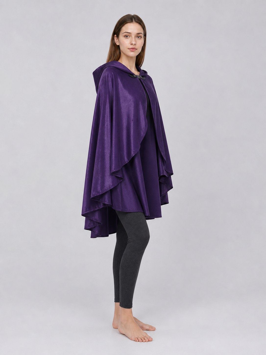 Purple Hooded Medieval Costume Cloak