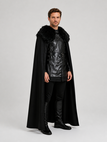 Jon Snow Cosplay Costume from Game of Thrones: Cape, Vest side view
