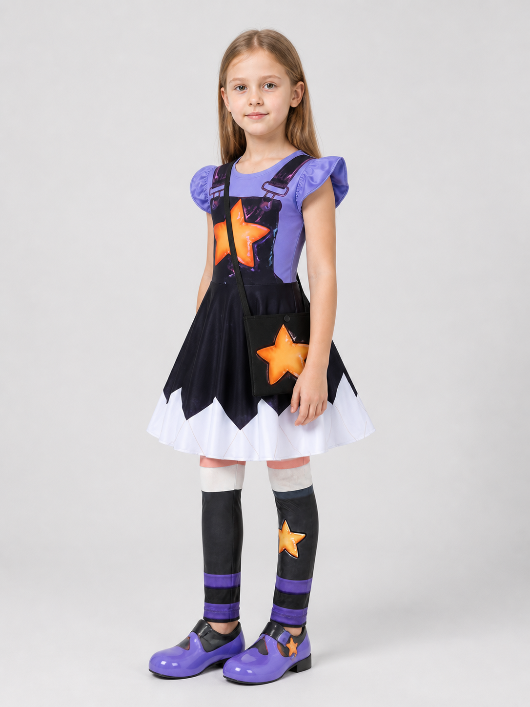 Poppy Playtime Lily Dress with Leggings and Bag side view