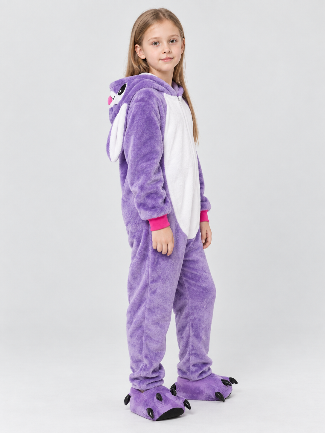 Kids' Purple Hooded One-Piece Pajama