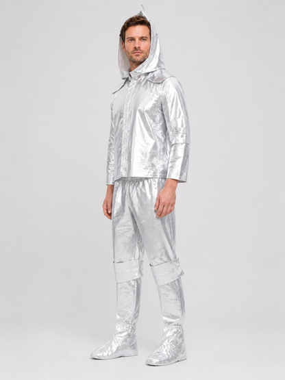 Silver Astronaut Costume with Hood for Halloween side view