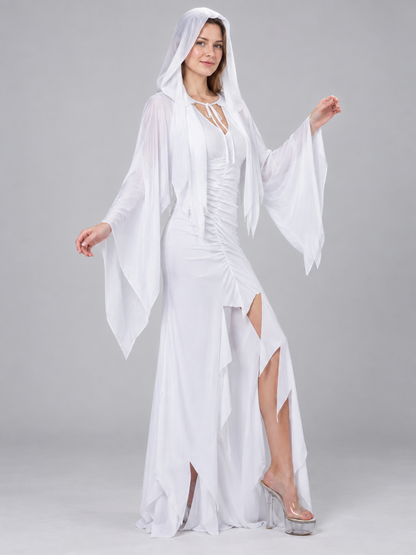 Ghost Costume: White Dress and Hooded Cape