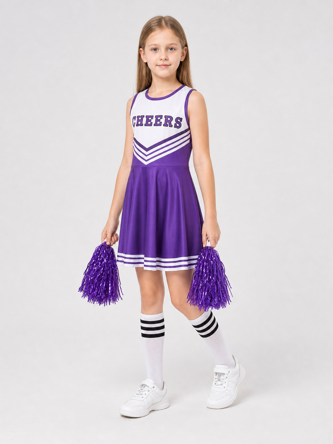 Sleeveless Cheerleading Dress with Stripes side view