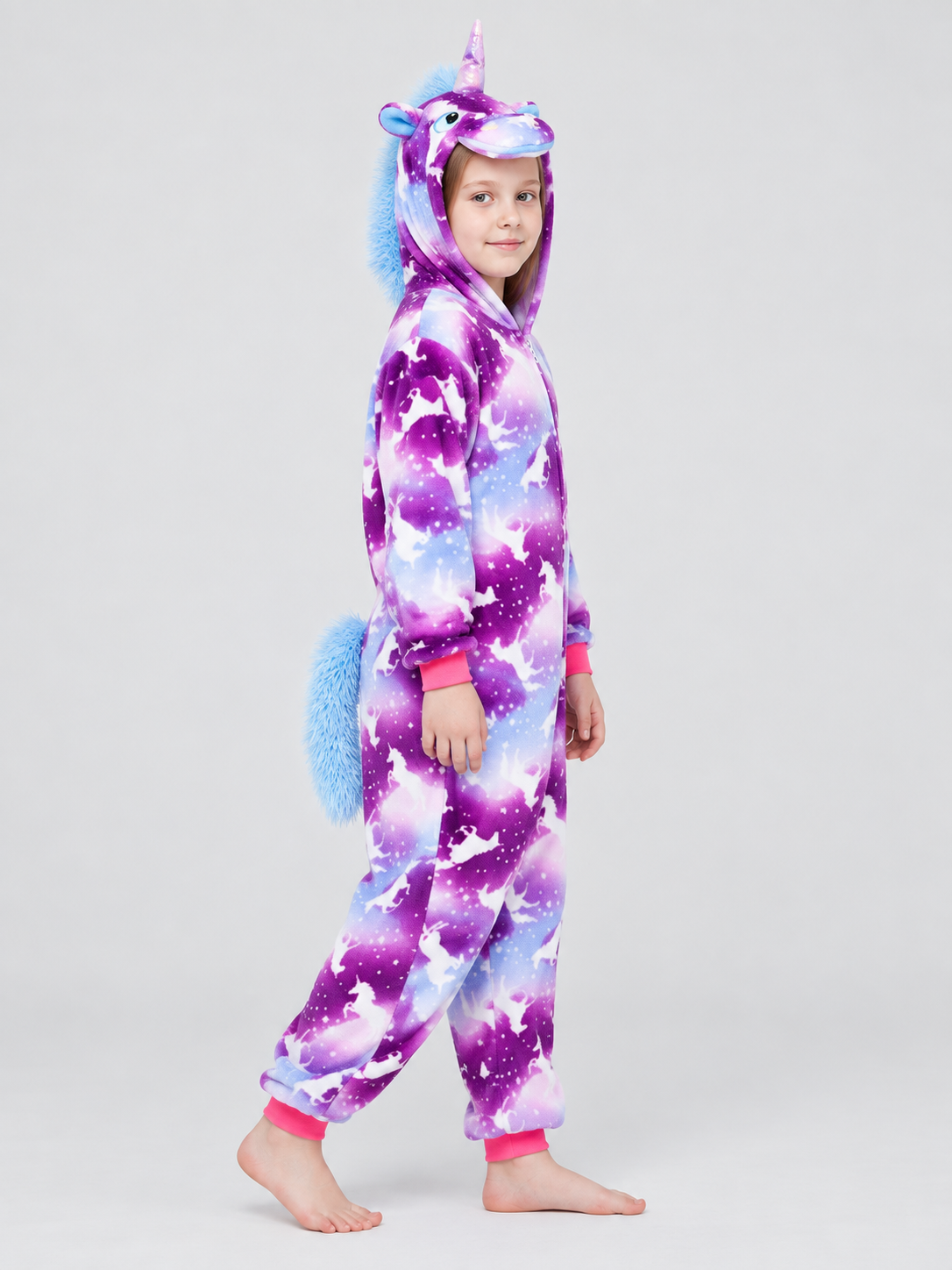 Kids' Hooded One-Piece Pajama with Horn and Tail