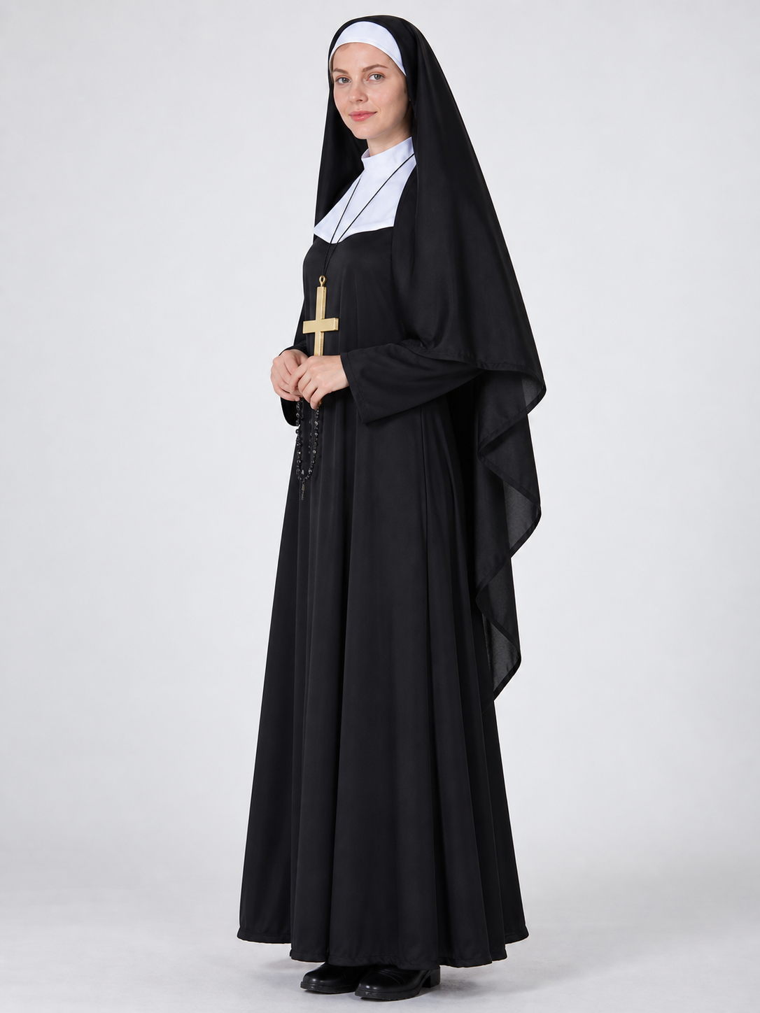 Nun Costume with Cape and White Insert