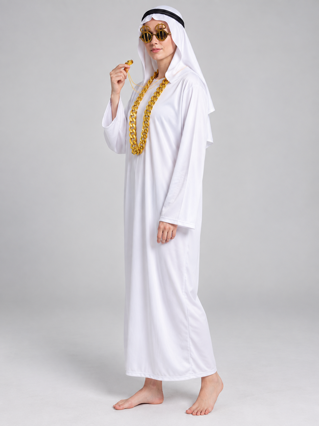 Eastern Carnival Costume with Glasses and Chain side view