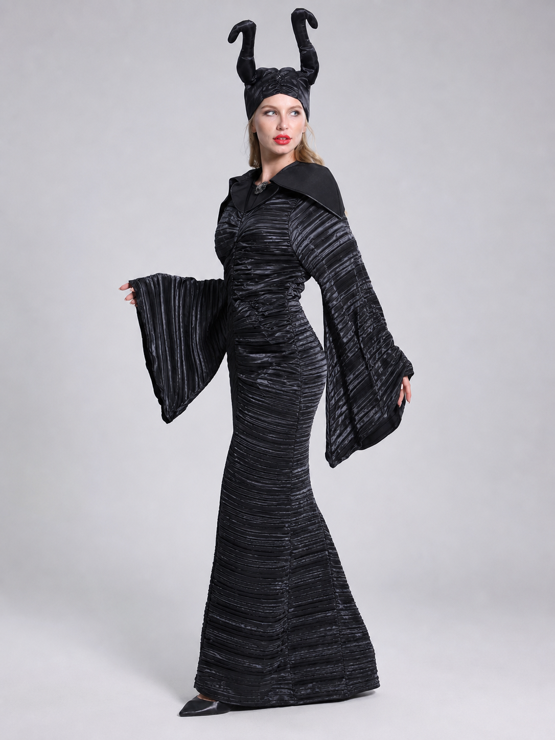 Black Long Dress with Bell Sleeves