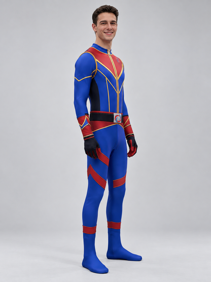 Superhero-Style Cosplay Jumpsuit with Emblem