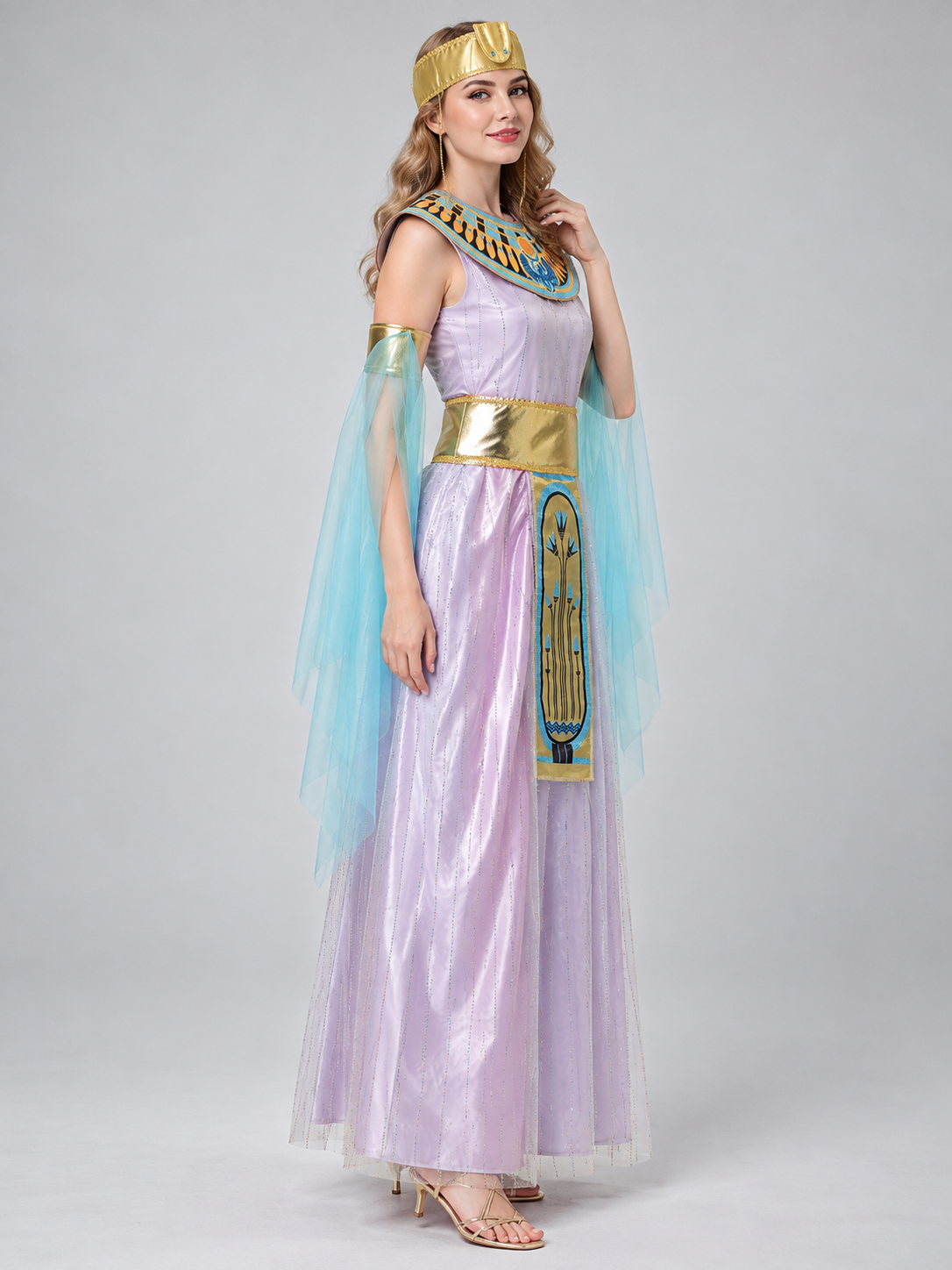 Cleopatra Carnival Costume with Gold Belt and Headpiece