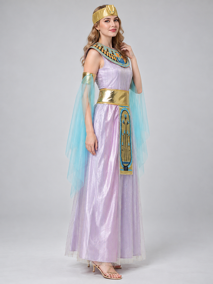 Cleopatra Carnival Costume with Gold Belt and Headpiece
