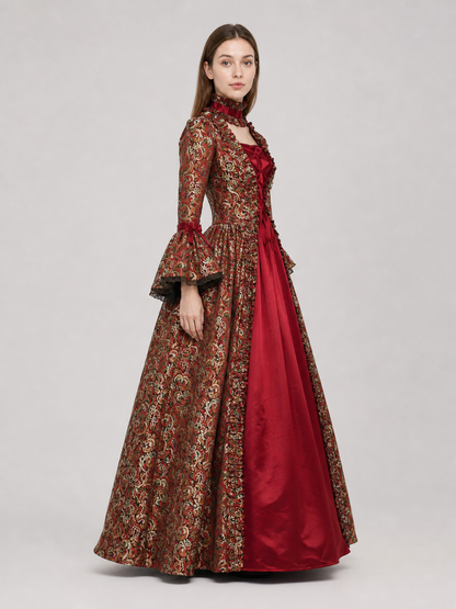 Long Victorian Dress with Floral Pattern