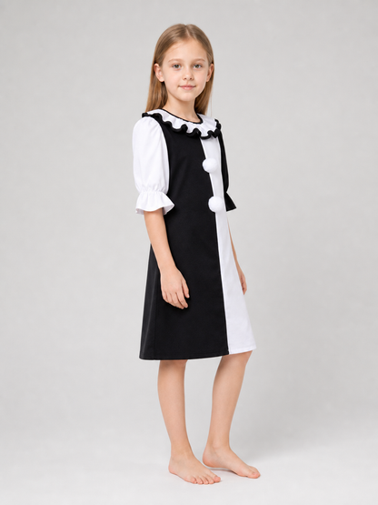 Black-and-White Clown Costume Dress for Cosplay
