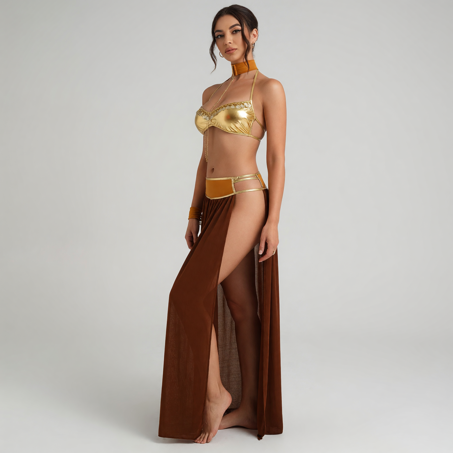 Two-Piece Stage Costume with Gold Chains