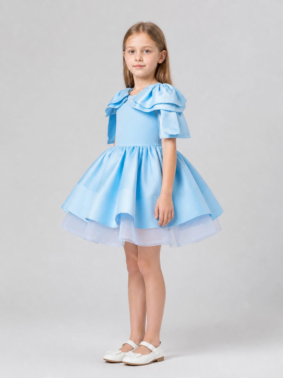 Dressy Full-Skirt Performance Dress with Bow