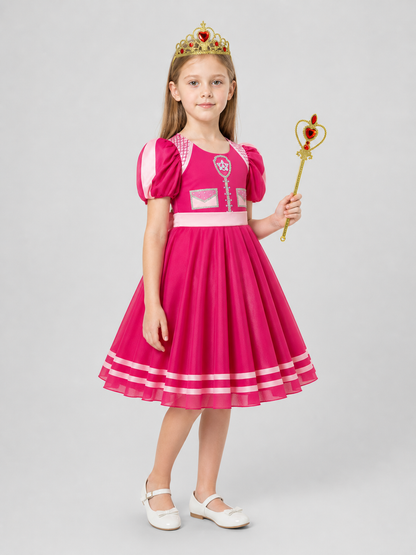 Children's Princess Costume Dress with Crown and Wand