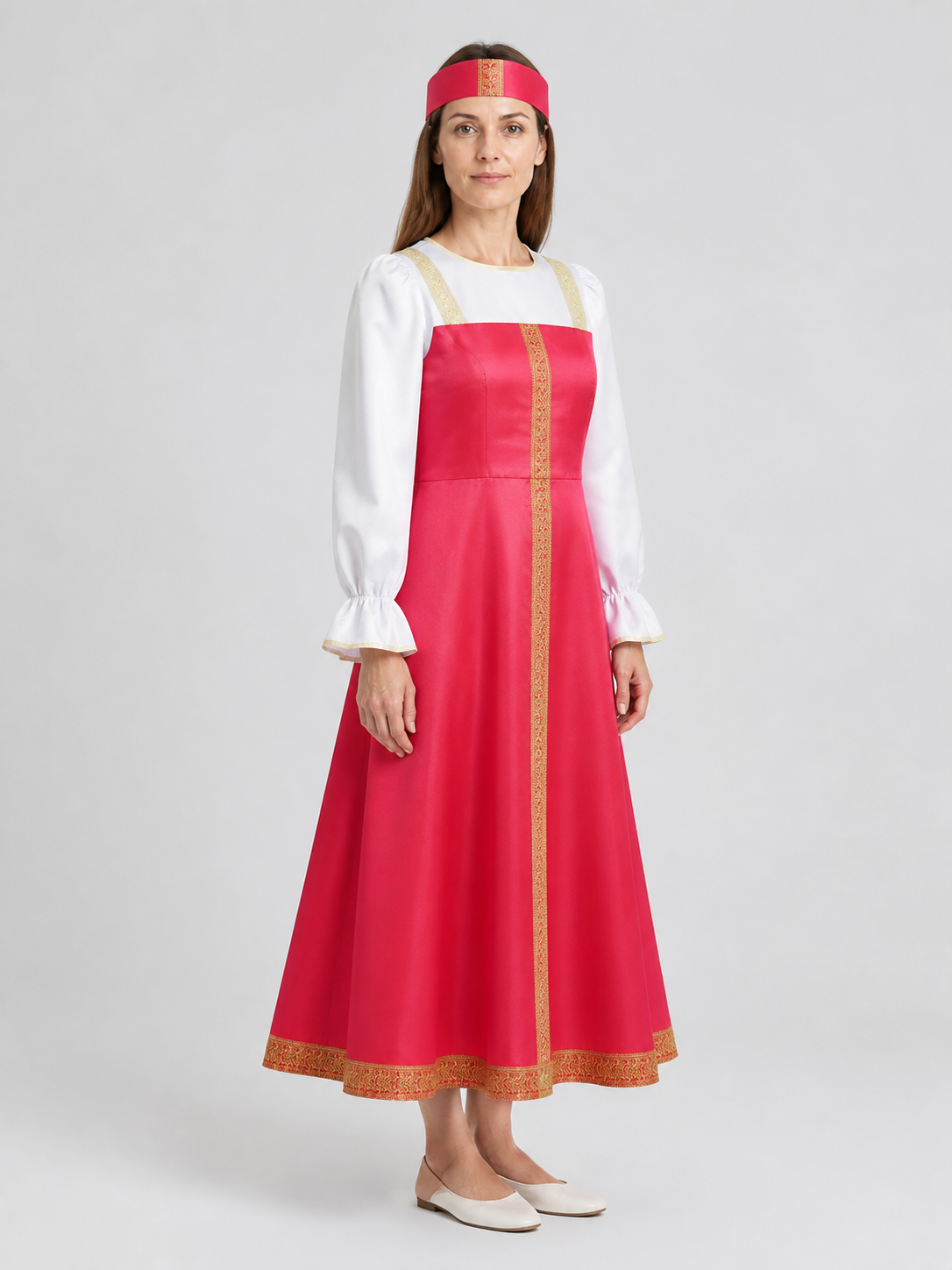 Russian Folk Costume: Dress and Kokoshnik side view