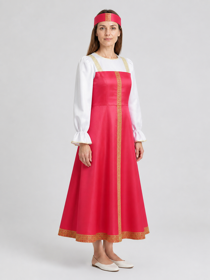Russian Folk Costume: Dress and Kokoshnik side view