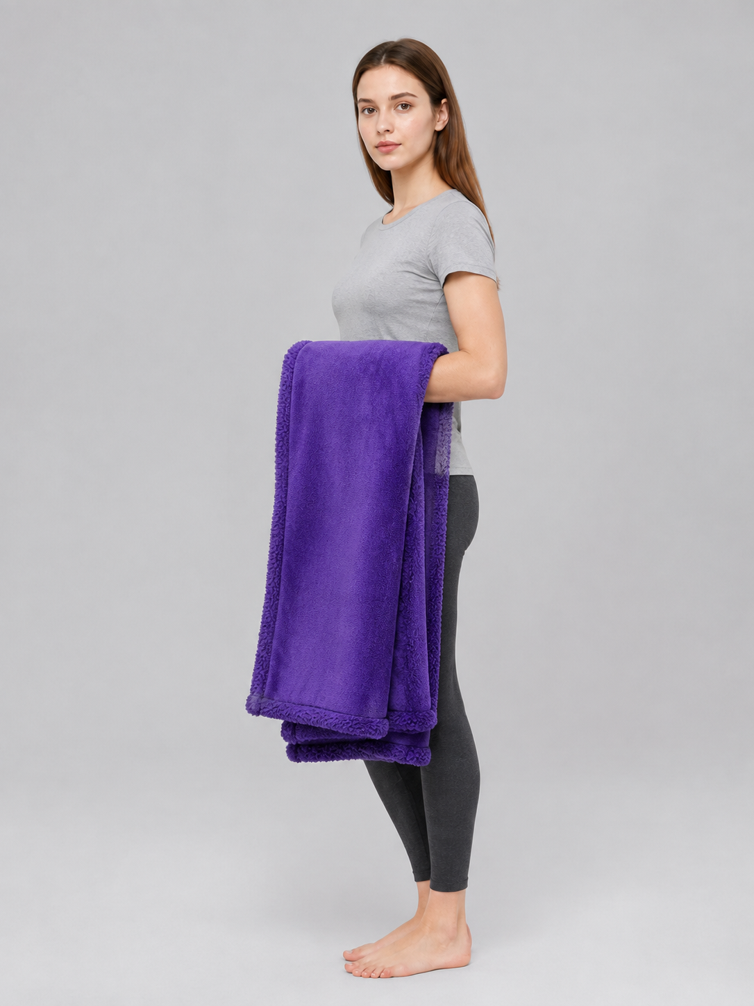 Reversible pet blanket, purple side view