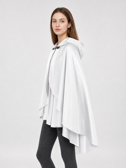 White Hooded Costume Cloak, Flowing Silhouette