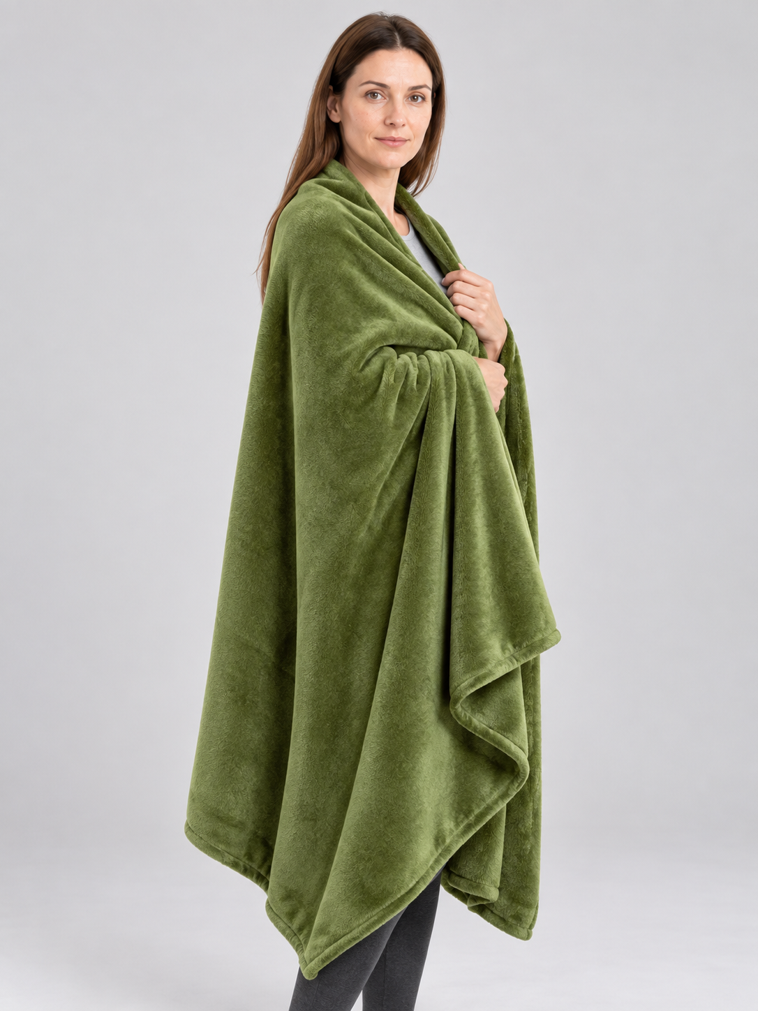 Two-Sided Fleece Blanket in Army Green