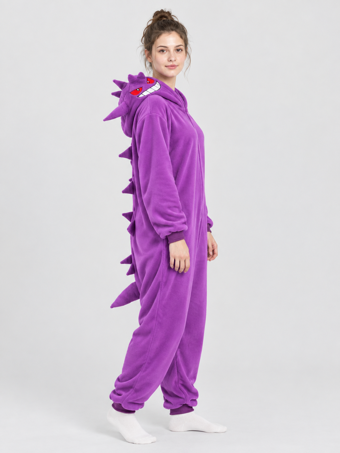 Purple Kigurumi Jumpsuit with Hood and Spikes